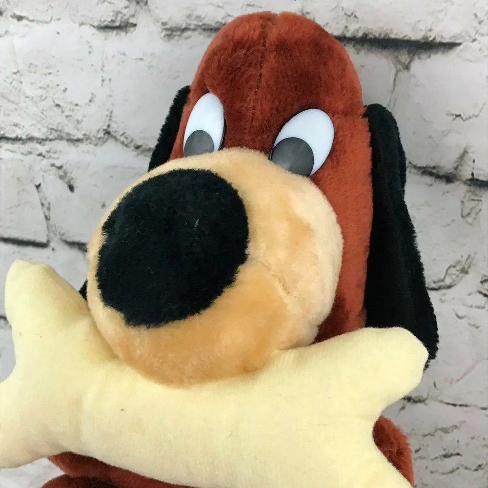 VTG‎ Classic Toy Co Dog & Bone Plush Brown Styrofoam Pellet Filled Soft Toy